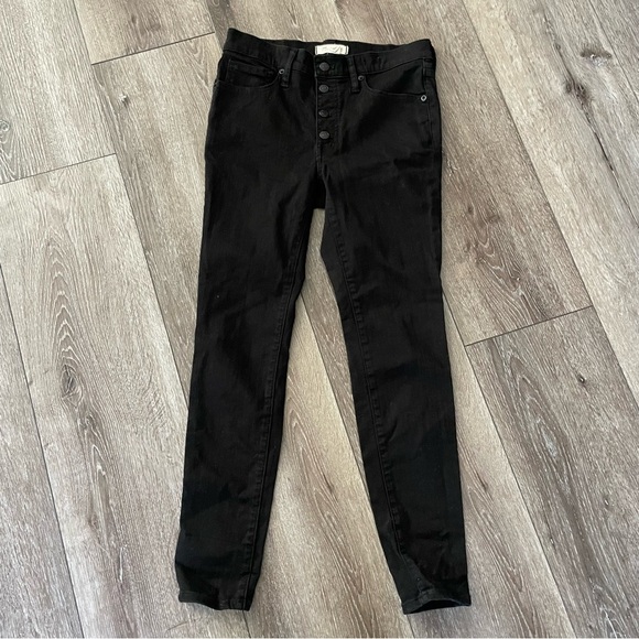 Madewell 9" Mid-Rise Button Front High Waist Skinny Jeans Black Size 28 - Picture 3 of 12